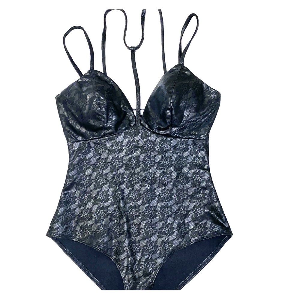 Faux leather bodysuit